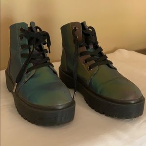 YRU Holographic “Slayer Rainbow” combat boots